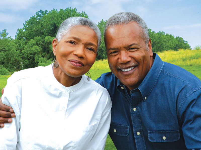 A coiple enjoying the outdoors.